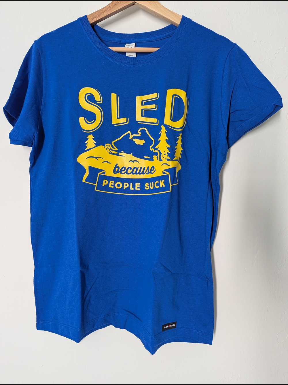 Blue Graphic Tee - Sled Because People Suck
